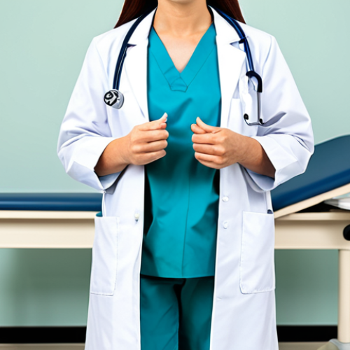 Home 7 **
"A professional female doctor, fully clothed in a modest lab coat and scrubs, standing in a bright and modern hospital examination room, appropriate attire, safe for work, perfect anatomy, correct proportions, natural pose, well-formed hands, proper finger count, professional medical photography, family-friendly."
**